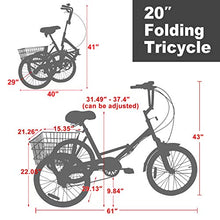 Load image into Gallery viewer, MOPHOTO Adult Folding Bike Tricycle 7 Speed 20 Inch Three Wheel Bike Cruiser Trike with Low-Step Through Frame/Large Basket/Adjustable Seat (Cool Blue, 20" Folding 7-Speed)
