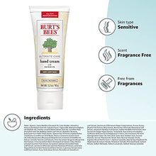 Load image into Gallery viewer, Burt's Bees Hand Cream, Valentine's Gift for Men &amp; Women, for Dry Skin, Moisturizing Natural Lotion, Unscented, Ultimate Care with Baobab Oil, 3.2 Ounce (Packaging May Vary)
