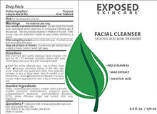 Load image into Gallery viewer, Exposed Skin Care Facial Cleanser Acne Treatment Step 1 – Complete Breakout Eliminating Face Wash for Teens/Adults - Gentle Natural Tea Tree and Salicylic Acid - 4 Fluid Ounces
