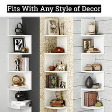 Load image into Gallery viewer, Greenco Corner Shelf 5 Tier Shelves for Wall Storage, Easy-to-Assemble Floating Wall Mount Shelves for Bedrooms and Living Rooms, Espresso Finish
