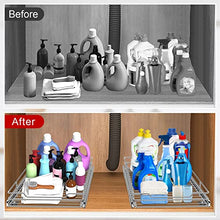 Load image into Gallery viewer, Pull Out Cabinet Organizer, Tksrn Heavy Duty Slide Out Pantry Shelves Sliding Drawer Storage For Kitchen, Bathroom, Home, 12.4" W x 16.5" D, Wire Frame, Chrome Finish
