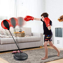 Load image into Gallery viewer, GaHoo Punching Bag Set for Kids Incl Punching Ball with Stand, Boxing Training Gloves, Hand Pump and Adjustable Height Stand, Boxing Ball Set Toy Gifts for Age 6 7 8 9 10 11 12Year Old Boys Girls
