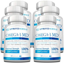 Load image into Gallery viewer, Omega-3MD - Fish Oil EPA &amp; DHA - Improve Cardiovascular, Cognitive, and Joint Health - 6 Bottles Supply
