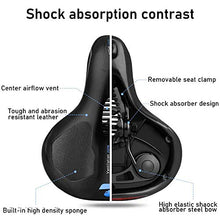 Load image into Gallery viewer, Waterproof Comfortable Wide Bike Seat with Red Warning Strip,Memory Foam Bicycle Saddle with Dual Shock Absorbing,Universal Fit Bike Cushion Replacement on Indoor/Outdoor Mountain Bikes for Women&amp;Men
