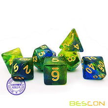 Load image into Gallery viewer, Bescon New Moonstone Dice Azure Stone, Polyhedral Dice Set of 7
