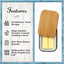 Load image into Gallery viewer, Home Acre Designs Butter Dish with Lid for Countertop - Unbreakable Metal Container &amp; Covered Mess-Free Butter Keeper - Large Vintage Farmhouse Style Dishes
