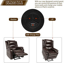 Load image into Gallery viewer, Esright Power Lift Chair Faux Leather Electric Recliner for Elderly, Heated Vibration Massage Sofa with Side Pockets, USB Charge Port &amp; Remote Control, Dark Brown

