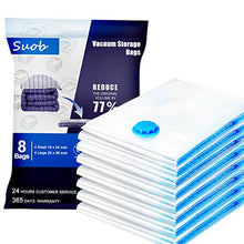 Load image into Gallery viewer, Suob 8 Pack Vacuum Storage Bags, Travel Storage Compression Bags (4 Pack 28"x 20", 4 Pack 24"x 16") 77% More Storage for Blanket, Pillows, Clothes and Bedding
