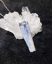 Load image into Gallery viewer, Raw Blue Kyanite Pendant Necklace on Sterling Silver Box Chain, 24"
