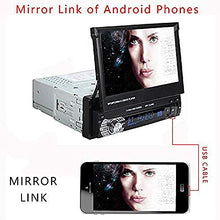 Load image into Gallery viewer, Car Stereo in Dash Single DIN 7 Inch HD Flip Out Touch Screen Radio GPS Head Unit Support Bluetooth Hands-Free GPS Navigation Mirror Link FM USB SD MP5 with Backup Camera Built-in Microphone UNITOPSCI
