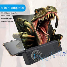 Load image into Gallery viewer, 12'' Phone Screen Magnifier with Bluetooth Speaker, 3D HD Movies Amplifier Projector Cell Phone Screen Enlarger with Foldable Stand for iPhone 11 Pro Samsung Galaxy S9 and Other Smartphones
