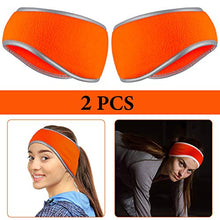 Load image into Gallery viewer, 2 Pieces Ear Warmer Headband High Visibility Reflective Safety Headband Winter Running Headband Fleece Ear Covers for Girls Women Men (Fluorescent Orange)
