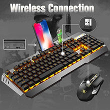 Load image into Gallery viewer, Rechargeable Keyboard and Mouse,Suspended Keycap Mechanical Feel Metal Panel Gaming Keyboard Mouse Combo,3800mAh Large Capacity Lithium Battery,Anti-ghosting (Black)

