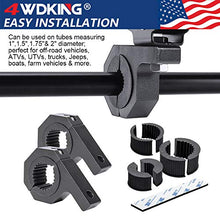 Load image into Gallery viewer, Horizontal Bar Clamp Mounting Kit - 4WDKING 2PCS 1"/ 1.5"/ 1.75"/ 2" LED Light Bar LED Pods Fog Driving Lights Brackets for Bull Bar Tube Roof Roll Cage Holder Headache Rack Mount.
