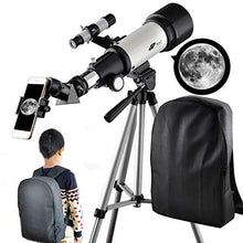 Load image into Gallery viewer, Telescope for Kids 70mm Apeture Travel Scope 400mm AZ Mount - Good Partner to View Moon and Planet - Good Travel Telescope with Backpack for Kids and Beginners
