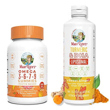 Load image into Gallery viewer, Omega Gummies &amp; Turmeric DHA Liposomal Bundle by MaryRuth's | Omega 3-6-7-9 Gummies for Adults &amp; Kids, 120ct | Turmeric &amp; Omega-3 DHA Liposomal (Sweet Ginger), 16oz | Non-GMO, Vegan
