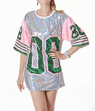 Load image into Gallery viewer, Cool Stage Sequin Top Graphic Number 08 Club Performance Clothing T-Shirt Costume Silver
