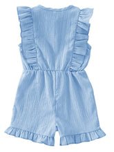 Load image into Gallery viewer, Vermisse Girl's Sleeveless Ruffle Sleeve Jumpsuits Fashion Rompers Button Shorts One Piece Outfit
