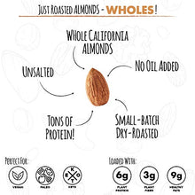 Load image into Gallery viewer, Just Roasted Almonds (Whole, Non-GMO, Certified Gluten Free, Protein Fiber) (Un-Salted, 3LB)
