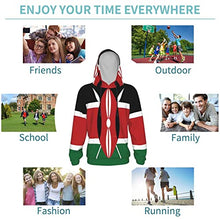 Load image into Gallery viewer, Kenya Flag Print Hoodies Kids 3D Print Sweatshirts Long Sleeve Pullover Hoodies with Pocket for Teen Boys and Girls Black
