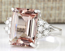 Load image into Gallery viewer, Zhiwen Chic Women Jewelry 925 Silver Natural Morganite &amp; White Sapphire Wedding Ring Size 6-10 (US Code 7)
