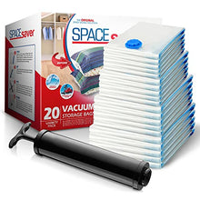 Load image into Gallery viewer, Spacesaver Premium Vacuum Storage Bags. Hand-Pump for Travel! Double-Zip Seal and Triple Seal Valve! Vacuum Sealer Bags for Comforters, Blankets, Bedding, Clothing! (5 Small, 5 Med, 5 Large, 5 Jumbo)
