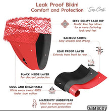Load image into Gallery viewer, Leak Proof Bikini: Light-Medium Discharge Protection | Period Panties/Menstrual &amp; Postpartum Underwear (MEDIUM, 2 PACK: RED + VIOLET)
