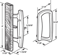 Load image into Gallery viewer, PRIME-LINE C 1204 Sliding Glass Door Handle Set – Replace Old or Damaged Door Handles Quickly and Easily – White Diecast, Mortise/Hook Style (Fits 3-15/16” Hole Spacing)
