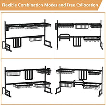 Load image into Gallery viewer, Dish Drying Rack Over The Sink -Adjustable Large Dish Rack Drainer for Kitchen Organization Storage Space Saver Shelf Holder with 7 Utility Hooks Dish Rack Over Sink (32≤ Sink Size ≤ 39.5 inch)
