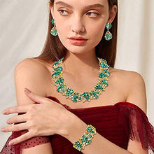Load image into Gallery viewer, NABROJ Green Rhinestone Choker Necklace for Women Statement Necklace and Earrings Set Party Big Chunky Jewelry Sets- HLN001 Green 3pcs Set
