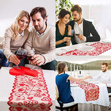 Load image into Gallery viewer, Valentines Table Runner Red Heart Print Valentines Day Decorations 13x72 inches Lace Love Table Runner for Home Wedding Party Valentines Day Table Decorations Long Line for Dinner(Random style)
