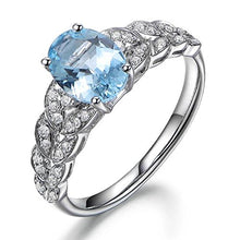 Load image into Gallery viewer, Kardy Jewelry Women's Solid 14K White Gold Oval Aquamarine Gemstone Diamond Wedding Engagement Band Ring Set
