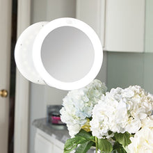 Load image into Gallery viewer, Zadro LED Lighted 10X Magnification Z'Swivel Power Suction Cup Vanity Wall Mount Beauty Makeup Mirror, White
