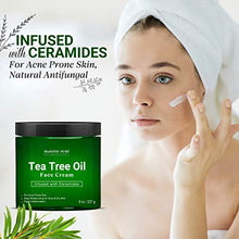 Load image into Gallery viewer, Tea Tree Oil Face Cream by Majestic Pure - Therapeutic Grade, Acne Scar Remover and Pimple Cream, Infused with Ceramides, Fights Acne and Soothes Acne Scars, Face Moisturizer, 8 oz
