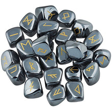 Load image into Gallery viewer, mookaitedecor Rune Stones Set with Engraved Elder Futhark Alphabet Crystal Meditation Divination,Hematite
