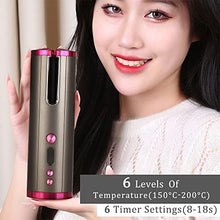 Load image into Gallery viewer, Automatic Hair Curler, Portable Auto Hair Curling Iron Wand with LCD Display, Adjustable 5 Temperature, Curls and Timer Settings, Fast Heating for Hair Styling (Gray)
