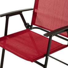 Load image into Gallery viewer, Mainstays Pleasant Grove Sling Bistro, Dining and Seating Outdoor Patio Furniture Folding Chair Set of 2 - Red
