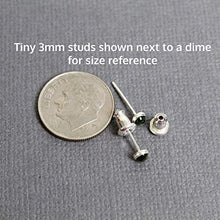 Load image into Gallery viewer, Chrome Diopside Stud Earrings, Tiny 3mm Green Studs in Sterling Silver
