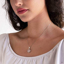 Load image into Gallery viewer, 925 Sterling Silver Rose Quartz Necklace - Dainty 12mm Round Shiny Light Pink Rose Quartz, Real Natural Gemstone Pendant, Delicate Ornamented Handmade Vintage Statement Jewelry for Classy Women
