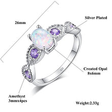 Load image into Gallery viewer, CiNily White Fire Opal Amethyst Women Jewelry Gemstone Silver Plated Ring Size 9

