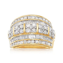 Load image into Gallery viewer, Ross-Simons 2.00 ct. t.w. Baguette and Round Diamond Multi-Row Ring in 18kt Gold Over Sterling For Women
