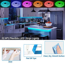 Load image into Gallery viewer, PHOPOLLO LED Strip Lights 5050 Color Changing 600LEDs 32.8ft Supper Brightness Waterproof Flexible LED Lighting Kit with 44 Key IR Remote Controller and 12V Power Supply for Room, Bedroom
