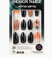 Load image into Gallery viewer, Kiss Medium Length Almond Shape Black &amp; Orange Nails 82650 Goodie Bags (Spiders &amp; Spider Webs) Halloween Limited Edition
