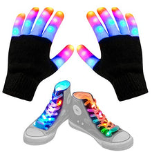 Load image into Gallery viewer, Aywewii Led Finger Gloves, Led Gloves LED Shoelaces Set Light Up Toys for Boys Girls, Flashing Gloves for Christmas Thanksgiving Birthday Glow Halloween Costume Party
