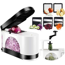 Load image into Gallery viewer, EASACE Mandoline Slicer Spiralizer Vegetable Chopper Dicer Onion Chopper with Container Pro Multi Vegetable Fruit Chopper Kitchen Peeler Cutter Slicer Dicer Cutter 5 Blades
