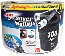 Load image into Gallery viewer, Pocket Hose Original Silver Bullet Water Hose by BulbHead - Expandable Garden Hose That Grows with Lead-Free Aluminum Connectors - Safe Drinking Water Hose (100 Feet)
