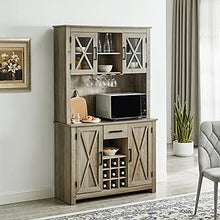 Load image into Gallery viewer, Home Source Jill Zarin Tall Cabinet in Grey Wash Finish with Glass Doors
