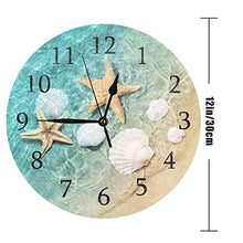 Load image into Gallery viewer, ATEDEANEI Silent Wall Clock 12 Inch Decor Battery Operated Beach Starfish Decorations for Kitchen Living Room Bathroom Office
