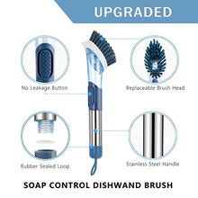 Load image into Gallery viewer, NileHome Dish Brush with Soap Dispenser Kitchen Dish Scrub Brush with Replaceable PP Brush Head Soap Dispensing Dish Brush with Stainless Steel Handle Kitchen Brushes for Dishes, Pots
