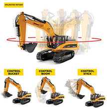Load image into Gallery viewer, Top Race 23 Channel Hobby Remote Control Excavator, V4, Construction Vehicle RC Tractor, Full Metal Excavator Toy, Carries 180 Lbs, Diggs 1.1 Lbs Per Cubic Inch, Real Smoke, Use With our RC Dump Truck
